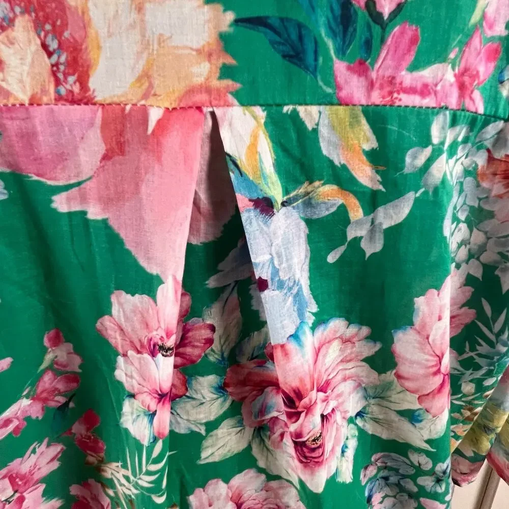 Nota Bene Italy Made Floral Tunic Shirtdress OSFM M/L Resort Coastal Luxe Cotton - Picture 13 of 16